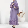 Casual Dresses Dubai Spring And Summer Dress Solid Color Exquisite Embroidered Muslim Women's Robe Ramadan Mosque Islamic Clothing