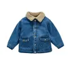 Giacche Giacca di jeans foderata per neonati Neonate Ragazzi Cardigan con risvolto a maniche lunghe a contrasto di colore con tasche 3M-3T