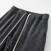 Pantalones de chándal de pierna ancha negros vintage Pantalones de rizo de algodón pesado Tres bolsillos