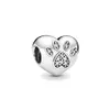 مجوهرات فاخرة أصيلة 925 الجنيه الفضي الفضي Fit Pandora Charm I Love My Pet Paw Print Heart Charms سلسلة أمان Pend293W