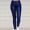 Women's Leggings Women Workout Out Bodycon Trouser Pu Leather Fitness High Waist Pants Solid Button Sexy Slim Pant Plus Size