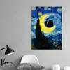 Canvas Painting Funny Black Cat Monet Van Gogh Gustav Masterpiece Artwork World Famous Painter Poster Wall Art Home Living Room Decor w06