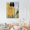 Bellissimo dipinto su tela Studio Room Decor Cipressi e case Paesaggio di mezzogiorno Amedeo Modigliani Dipinto fatto a mano di alta qualità