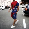 Survêtements pour hommes été Sportswear hommes deux pièces couleur tache impression 3D décontracté à manches courtes Tshirtmens shorts 230718