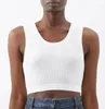 Summer White Women Tops Tees Crop Top Ricamo Sexy Canotta Canotta Canottiere in jersey di cotone Ricamato misto cotone Designer Fitness Reggiseno sportivo Mini taglia S-L