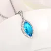 Colares com Pingente Huitan Personalidade Azul Céu Marquise Colar de Zircônia Cúbica Luxo Moda Feminina Acessórios Pescoço Festa Jóias Elegantes