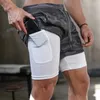 Erkek Şort Egzersiz 7 "Fermuarı Pocket Hafif Kısa Erkekler İçin Atletik Bisiklet Gym Çalışma