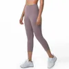 Outfit Lulu Damen-Leggings, verkürzte Hosen, Fitness, doppelseitig gebürstet, hautfreundlich, hohe Taille und hüftenge, Lauf-Caprihose, Workout, Fitnessstudio