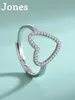 Cluster Rings S925 Sterling Silver Heart-Shaped Hollow Zirconia Ring Female Europe and the United States Light Luxury Fashion