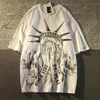 T-shirts pour hommes Coton Personnalité rétro Graffiti Imprimer T-shirt Mode Y2K Hommes et femmes Lâche Street Hip Hop Art Y2K Top à manches courtes 230717
