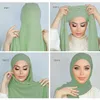 Hijabs Muslim Women Chiffon Hijab With Cap Bonnet Instant Chiffon Hijab Pinles Shawl Head Scarf Under Scarf Caps Cover Headwrap 230717