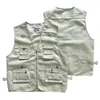 Men's Vests V-neck Sleeveless Waistcoat Versatile Outdoor Cargo With Multiple Pockets Zipper Placket Stylish For Summer
