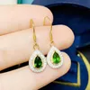 Brincos Pendurados Lustre Natural Real Diopside Estilo Gota de Água Brinco Por Jóia 0,5 ct 2 pçs Pedra Preciosa Prata Esterlina 925 Fina T29405