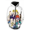 親愛なる顧客デザインDIY漫画キャラクター90S 3Dフーディーズ女性男性3Dプリント昇華Zipper Hoodies HS016274P