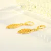 Brincos Pendurados Sólido Brinco de Ouro 14K Fêmea Geométrico Aros Mujer Oreja Pedra Preciosa Orecchini Gota Amarela Para Mulheres Jóias