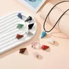 Pendant Necklaces 12pcs Geometric Healing Crystals Necklace Natural Semi-Precious Chakras Gemstones Amulet Lucky Coin Charm Protection