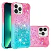 Capas de glitter à prova de choque com gradiente de areia movediça líquida para iphone 15 14 13 Pro Max 12 11 ro XR XS MAX 7 8 SE Samsung A12 A22 A13 A14 A23 A53 A32 A33 A34 A54 S21 S22 S23 Ultra S23 FE