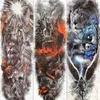 YURAN Cool Men Full Arm Tatuaggi finti Tatuaggi temporanei Fire Phoenix Angel Warrior Tattoo Sticker per donne Henna Lion Knight Tatoo Paper