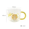 Muggar mitten av autumn Golden Osmanthus Flower Cup Rhinestone Handle Cold Drink Glass Coffee Silicone Cover