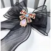 Brooches Korean Pearl Ribbon Bow Tie For Women Black Fabric Bowknot Lapel Pins Female Shirt Collar Luxulry Jewelry Accessories