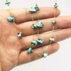 Chains Turquoise Natural Stone Bohemian Necklace For Women Green Gravel Stones Ornament Chain Stainless Steel Jewelry Long Choker Gift