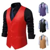 Men's Vests LUCLESAM Solid Color Wedding Dress Vest Single Breasted Slim Fit British Casual Stage Costume Clothing For Man