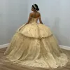 Золотая блестящая принцесса Quinceanera платья с мячом платье на день рождения платье по случаю дня рождения