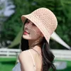 Berets Sommer Hohl Kühle Eimer Hüte Koreanische Gestrickte Sonnencreme Hut Im Freien Reise Fischer Becken Kappe Mode frauen Kleine Topf