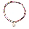 Pendant Necklaces Bohemian Colorful Beads Double Layered Necklace For Women Girls Clavicle Chain Fashion Summer Beach Jewelry Gifts