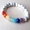 SN1122 Chakra Rainbow Bracelet Howlite Turquoise Bracelet Mala Bead Bracelet Womens Gemstone Bracelet Gift for Mom2484
