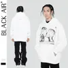 Männer Hoodies BLACKAIR Schädel Drucken Fleece Hoodie High Street Retro Übergroße Grafik Männer Winter Dicke Hip Hop Sweatshirt DH34