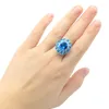 Bagues en grappe 925 bague en argent sterling massif 5g déclaration rouge sang rubis suisse bleu topaze blanc CZ bijoux pour femme