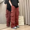 Mens Pants casual goods pants street clothing large pockets mops Trousers Harajuku hiphop loose fitting womens wide leg 230718