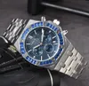 メンズラグジュアリーフル機能の腕時計Quartzムーブメント男性タイムクロックフルルステンレススチールバンドSapphire Glass Masculino Wlistwatch