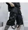 Shorts Masculino Masculino Faixas de Verão Hip Hop Cargo Casual Strtwear Masculino Harajuku Punk Calça Curta Bermuda Homme