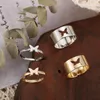 Anneaux De Mariage Punk Mode Argent Couleur Étoile Lune Papillon Anneau D'ouverture Pour Les Amoureux Couples Femmes Creux Animal Anniversaire Cadeau Bijoux