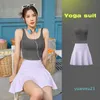 Lu Set Zomer Yoga Pak voor Fitness Sport Set Vrouw Gym Tennis Workout Sportkleding Gevoerde Rok Danskleding 2 Stuk Outfit Vrouw Dame