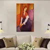 High Quality Amedeo Modigliani Painting Jeanne Hebuterne (aka in Front of A Door) Handmade Canvas Art Modern Restaurant Decor