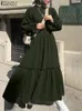 Vêtements ethniques ZANZEA Mode Femmes Élégant Solide Dubaï Turquie Abaya Robe Hijab Musulman Volants Robe Automne À Manches Longues Maxi 230718
