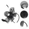 Bandanas Mesh Hat Tea Party Fascinator Hats Clip Cap 26X20X10CM Headpiece Black Abs Retro Woman