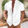 Herren Freizeithemden Sommer Baumwolle Leinen Kurzarm Einfarbig Umlegekragen Stil PlusSize Vintage Herren Button-Ups