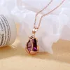 Pendant Necklaces Crystal Tulip Necklace Flower Jewelry Mother's Gift Rose Gold Necklace264g