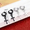 Stud Earrings Stainless Steel Small Cute Circle Round Cross Punk Style Male Jewelry