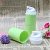 Makeup Tools Green Essence Pump Bottle White Head Plastic Airless flaskor för Lotion Shampoo Bath Cosmetic Packaging 100 st lothi240e