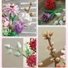 Blocos Idéias Flores Buquê Blocos de Construção Romântica Rosa Flor Tijolos Decoração para Casa Brinquedos DIY para Menina Presente de Aniversário R230718