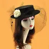 Berrette retrò donna velo fedora cappello per elegante affascinante jazz capk torta di maiale