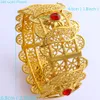 70mm African Copper Wide Bangle Big Bracelet Real Fine Gold GF HIP Women Ethiopia Red CZ Dubai Brand Jewelry Accessories352E