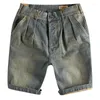 Shorts pour hommes Vintage Washed Distressed Design Denim Loose Fit Straight-Leg Versatile Mid-Length Jeans