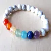 SN1122 Chakra Rainbow Bracelet Howlite Turquoise Bracelet Mala Bead Bracelet Womens Gemstone Bracelet Gift for Mom182U