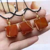 Pendant Necklaces Natural Red Agate Stone Square Shape Necklace For Wedding Party Birthday Gift Accessories Jewelry